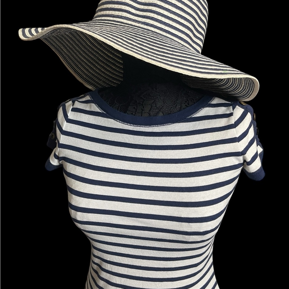 Lauren Ralph Lauren Blue and White Striped Top